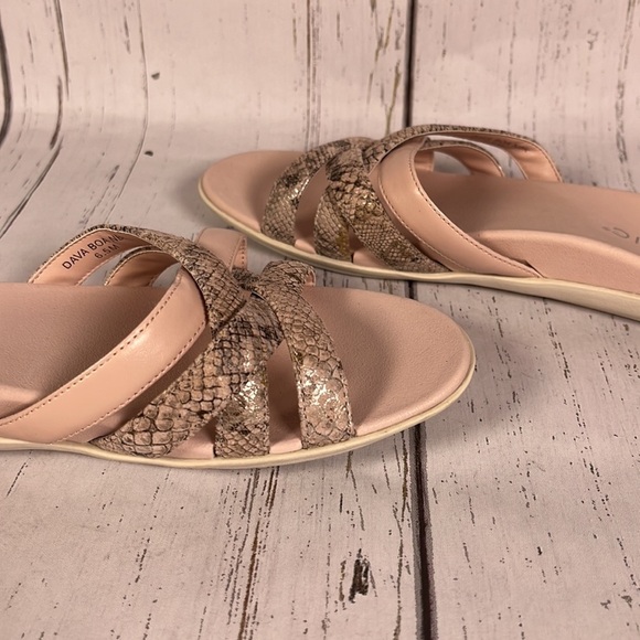 Vionic Dava Boa Blush Pink Snakeskin Nubuck Slide Womens Sandal Size 6.5 - Picture 11 of 13